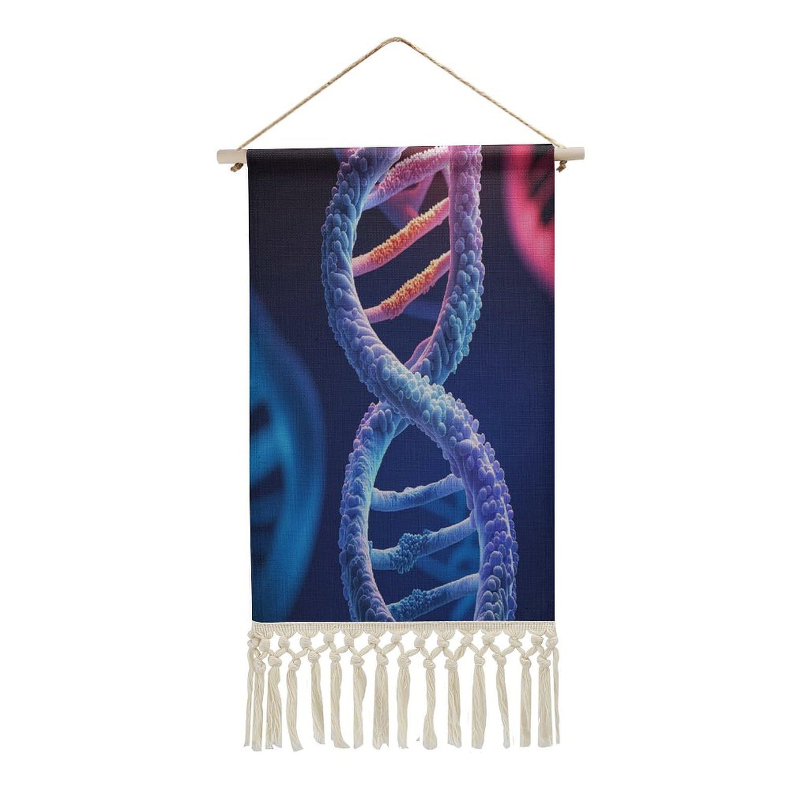 FekiLoot DNA Genetic Helix Wall Art Print Decor Art Tapestry with Tassel Cotton Linen Hanging Poster Vintage Aesthetic Wall Art Poster Rustic Wall Art Decor for Home Bedroom Living Room Office