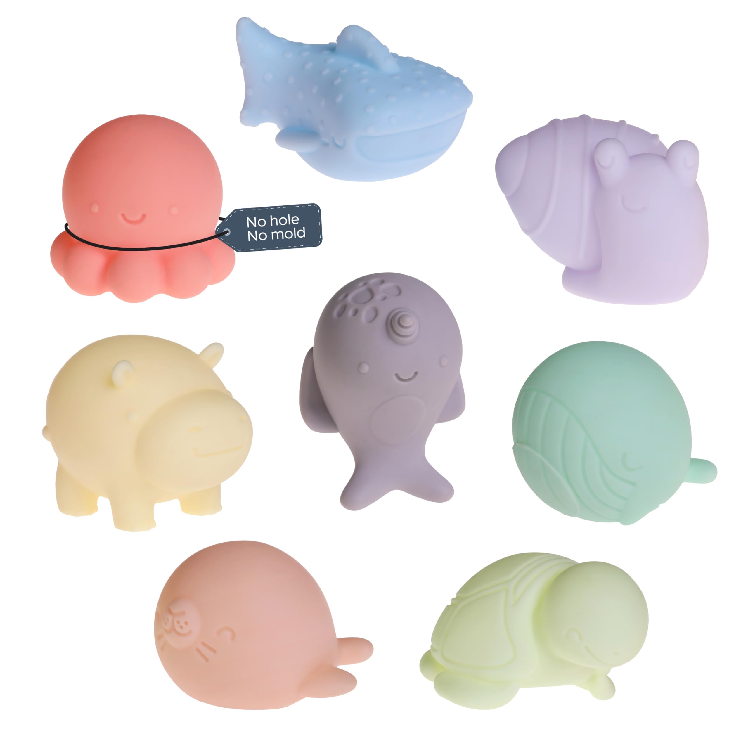Dreambaby Splish Splash & Giggle Bath Toys 8-Pc. Sea Animals, Sealed No-Hole Mold-Free, Non-Toxic BPA-Free Soft Squeezable Floating Water Toys for Babies & Kids 1 Month+, Ideal for Bath & Pool Time