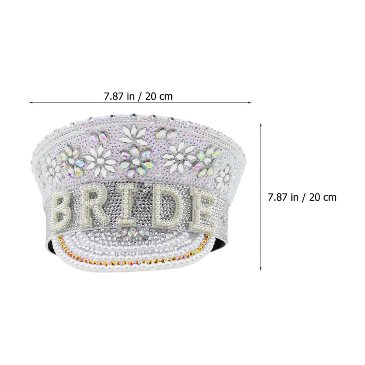 Garneck Sombrero Blanco Cómodo y Ajustable para Novia Incrustaciones de Gemas de Imitación Adecuado para Despedidas de Soltera y Eventos Obsequios