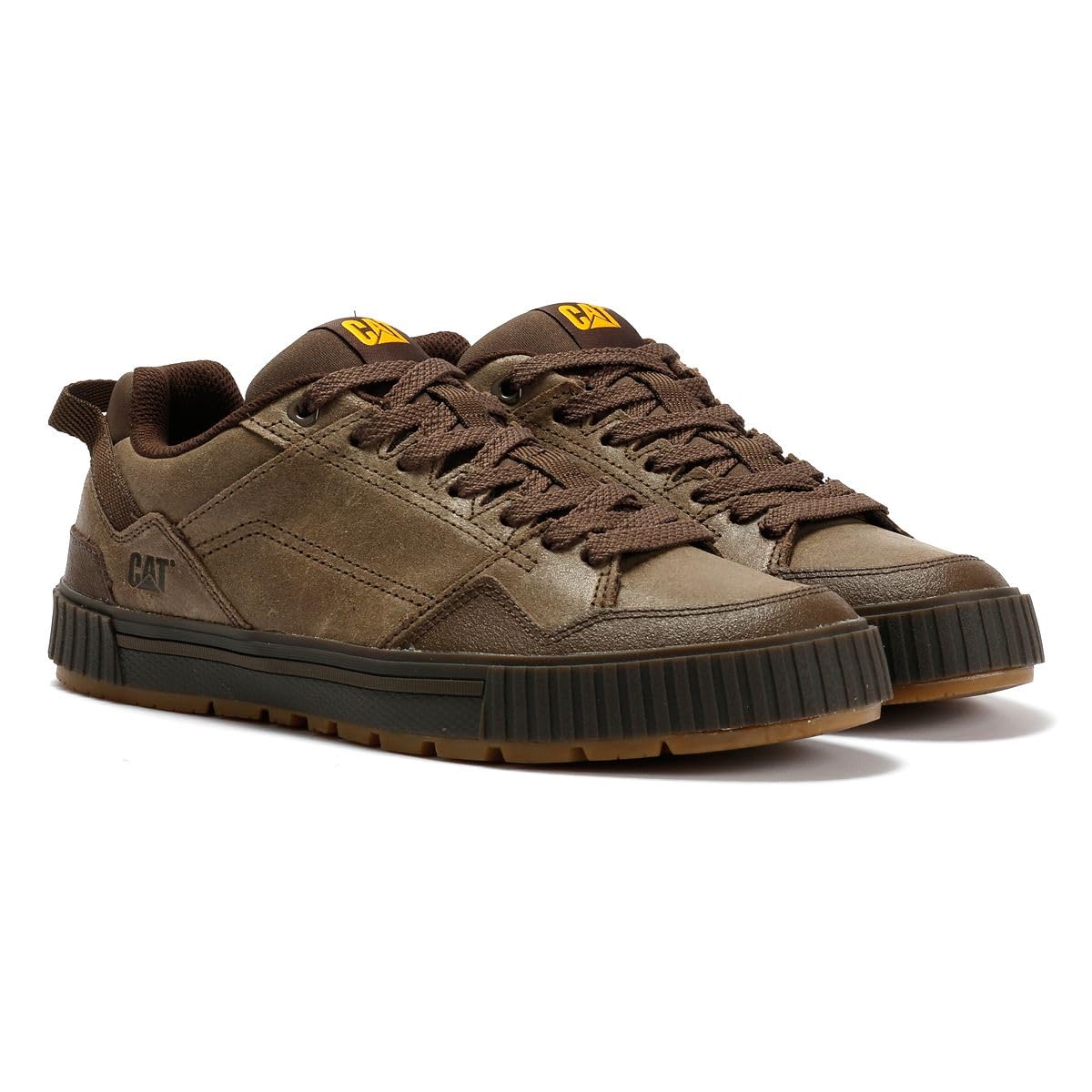Caterpillar Axiom Waxy Scarpe in Pelle Marroni da Uomo con Lacci