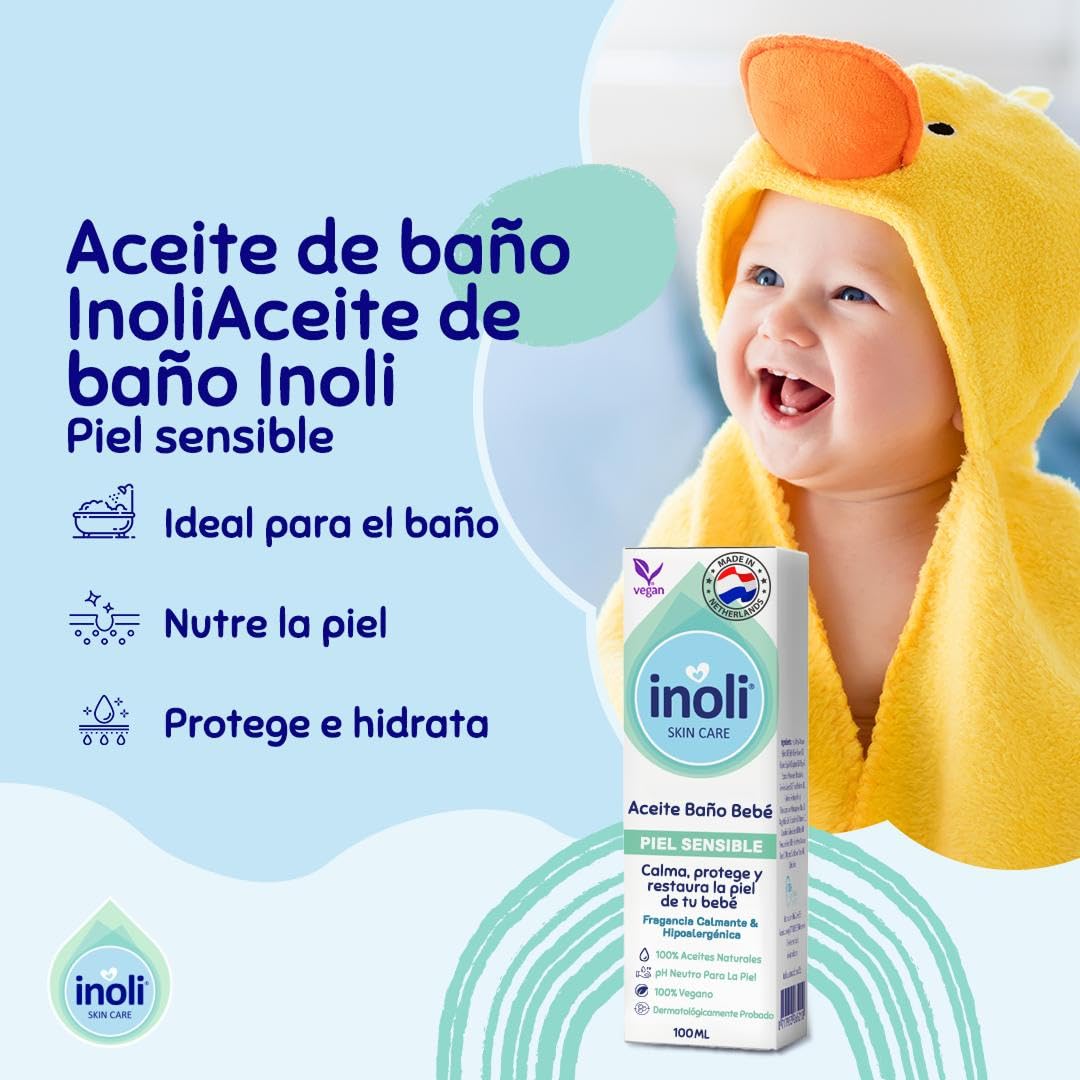 Aceite de Baño para Bebés | pH Neutro para la Piel | Aceite de Baño con 6 Aceites Naturales | Soja, Girasol, Macadamia, Camelina, Aceite Vegetal & Vitamina E | 100 ml