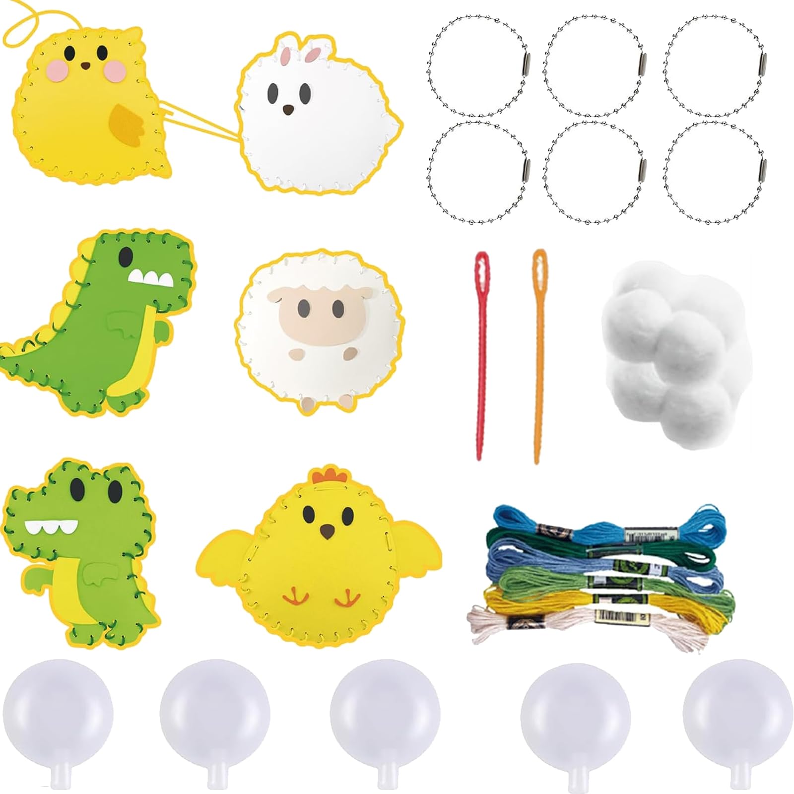 GETFACAI 6 PCS Play N Learn Sewing Kit, Kids Sewing Kit, Sewing Fun for Kids Cute Animal Craft Bag