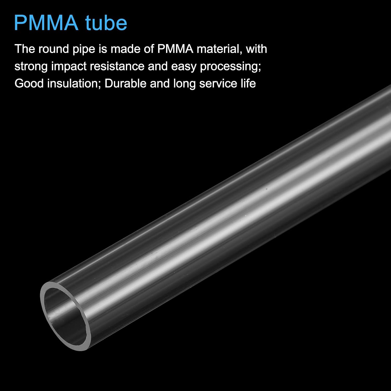 MECCANIXITY Acrylic Pipe Rigid Round Tube Clear 9mm(0.35") ID 11mm(7/16") OD 305mm(12") for Lamps and Lanterns,Water Cooling System
