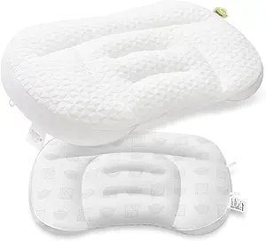 WOWAGE Toddler Pillow for Sleeping 2-6 Year Old, Cotton Pillow, Hypoallergenic & Breathable Kids Travel Pillow with Dual Height & Double-Sided, Sorona Filling 5 Support Zones, Machine Washable