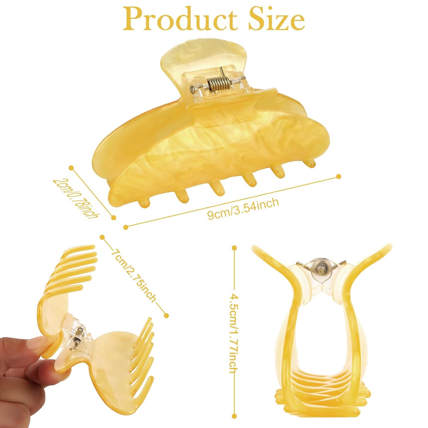 4PCS Large Acrylic Hair Claw Clips for Women, Strong Hold Jaw Clips for Thick Hair, Nonslip Hair Accessories - Image 2