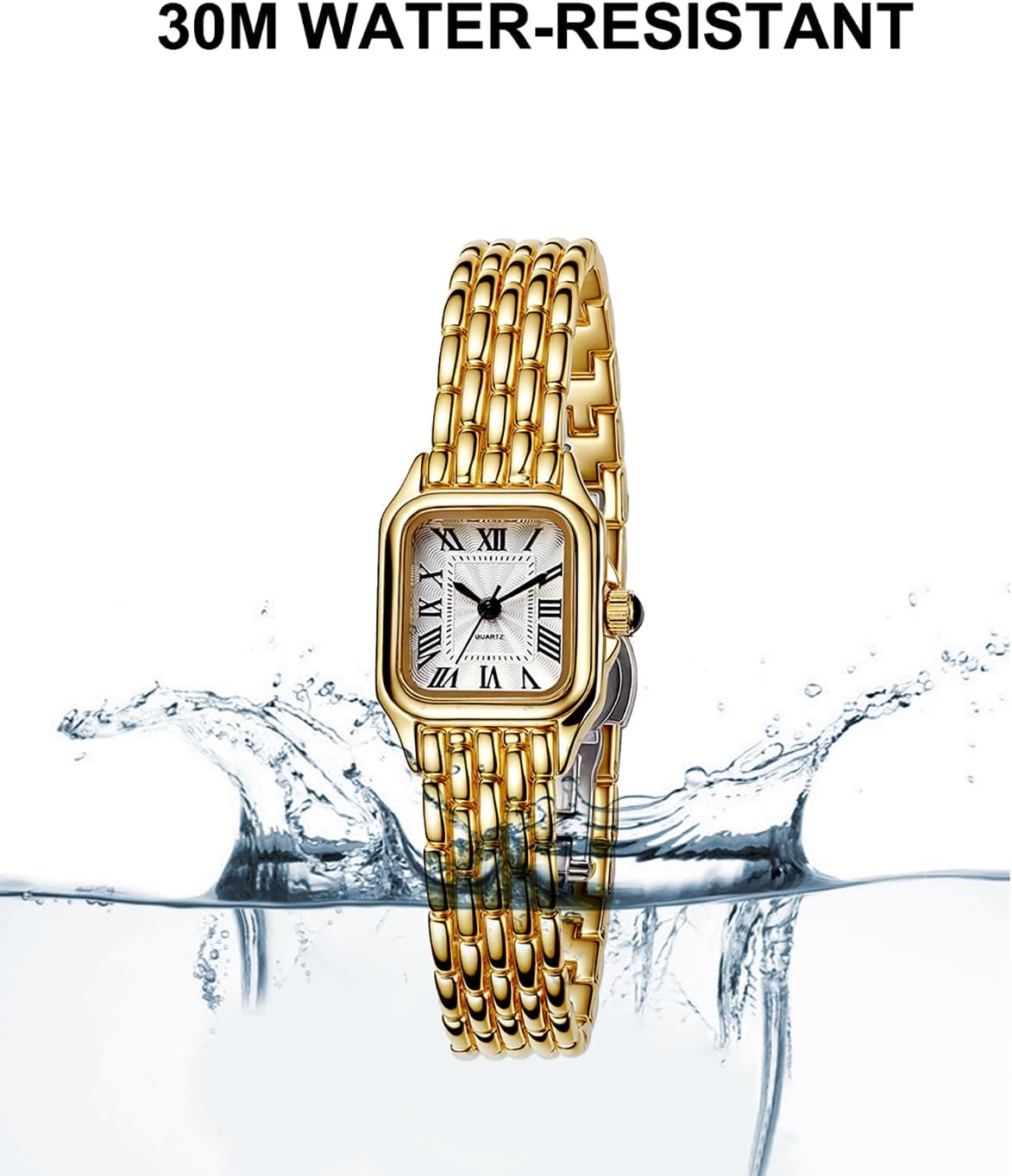 BESTKANG Watches for Women Vintage Square Classic Luxury Watch with Roman Numerals Dial Gold Silver Two-Tone Stainless Steel Band Elegant Dress Women's Wrist Watch - Image 7