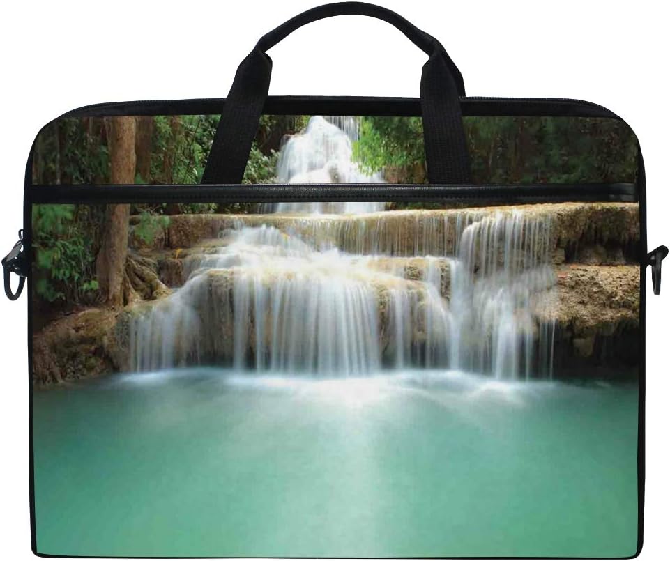 HUAYEXI 15-15.4 Inch Laptop Bag,Falling Stream Waterfall Natural Pond Thailand Vacation Theme,Multifunctional Fabric Laptop Case,Portable Sleeve Briefcase