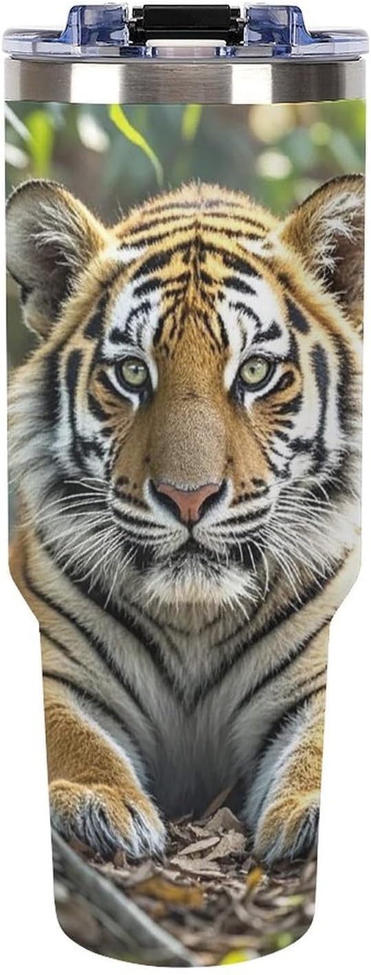 Big Tiger Tumbler 40 Oz with Handle&Lid Large Car Cup Stainless Steel Vacuum Travel Mug Insulated Water Bottle Leak-proof Portable Coffee Cup for Home Car Outdoor