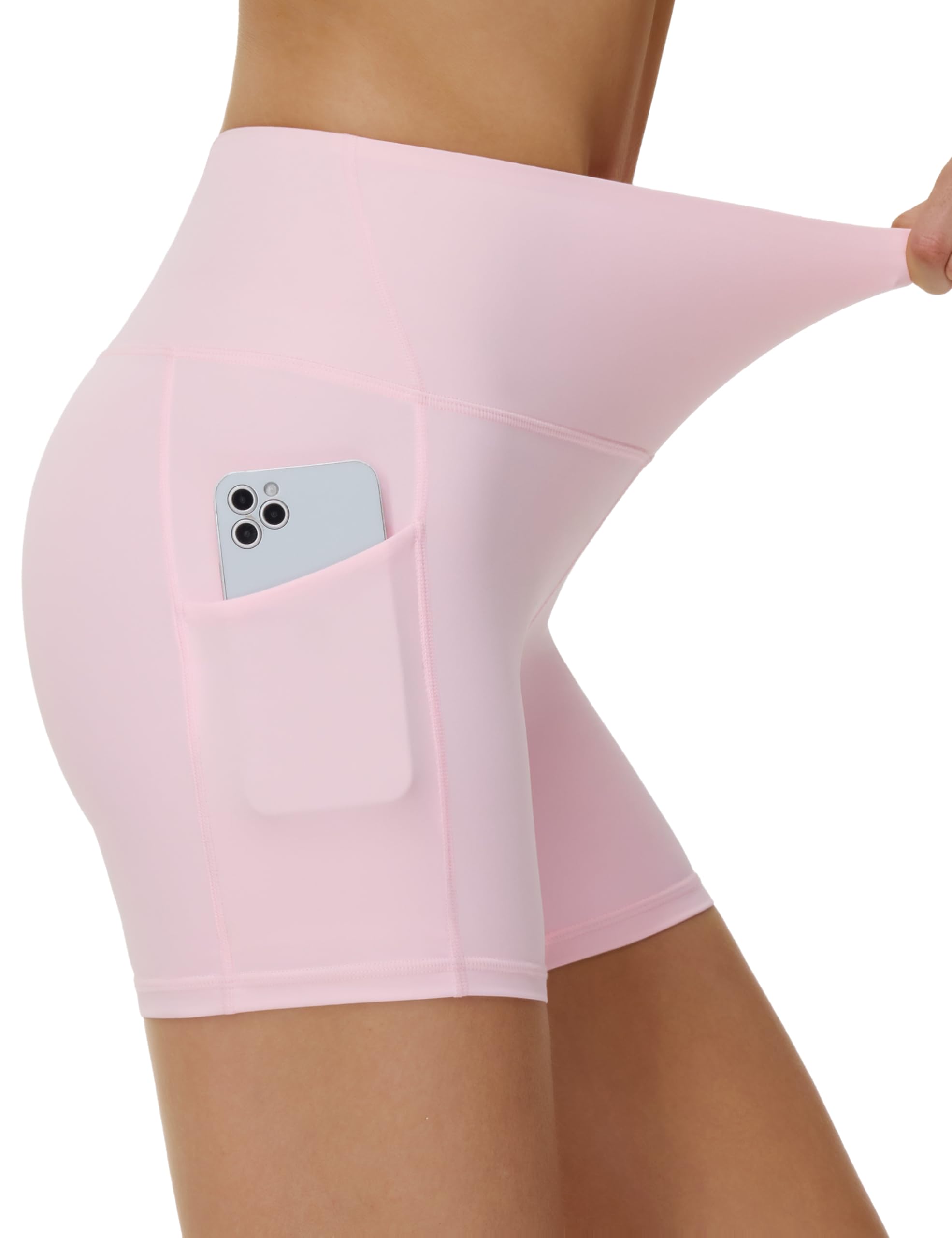 THE GYM PEOPLE Women's High Waist Yoga Shorts 5" Stretchy Tummy Control Biker Workout Running Short with Side Pockets