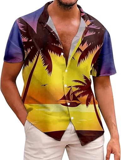 Mkokoxie Hawaiian Button Up Shirts 