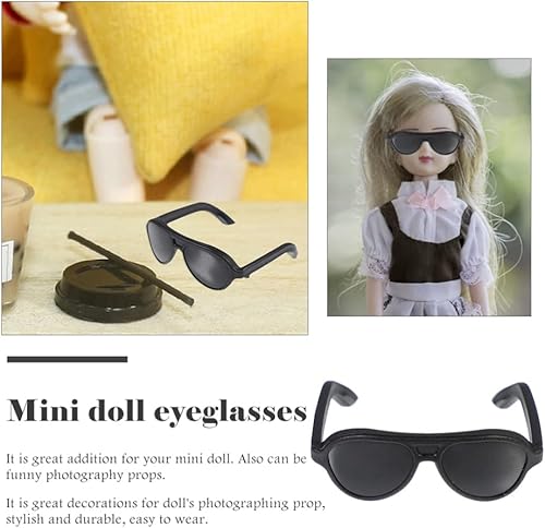 Miniatura 6 de NUOBESTY Gafas de sol para muñeca, mini gafas de sol negras, mini gafas de sol para muñecas, manualidades, accesorios de casa de muñecas, 100 piezas
