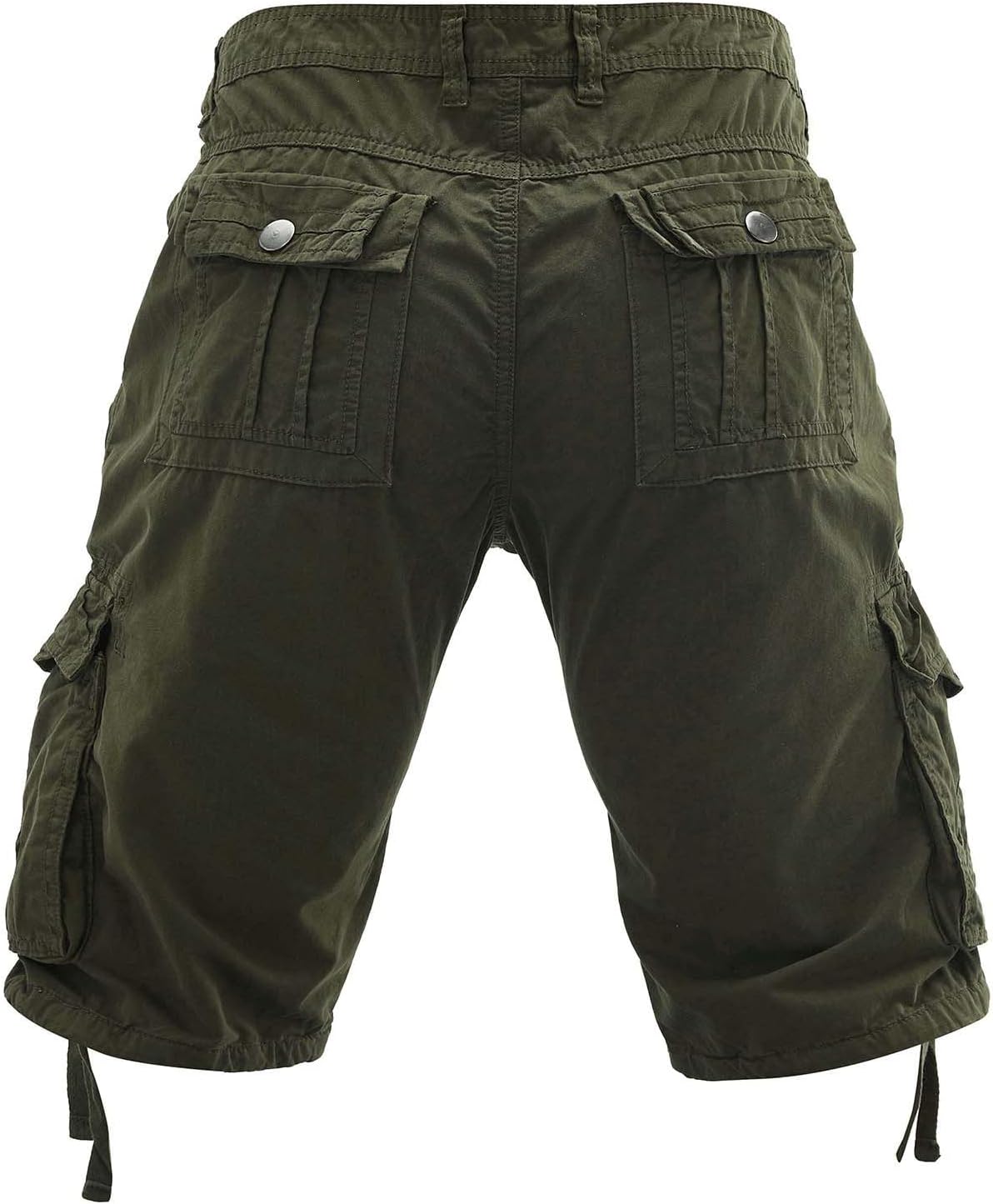 Mens Casual Shorts Cotton Elastic Waist Cargo Shorts Stretch Lounge Pants Summer Hiking Pants with Multi Pockets