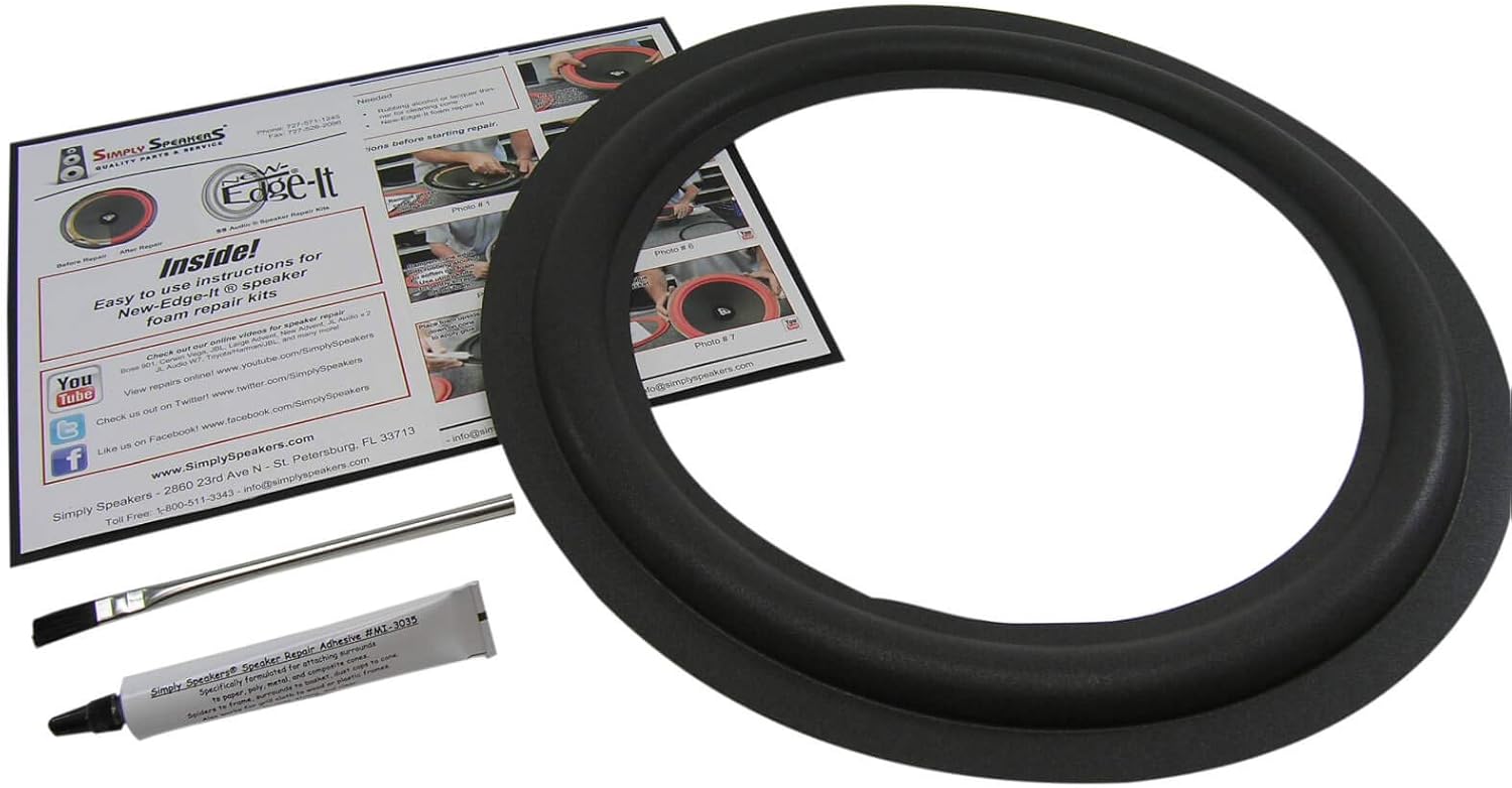Standard 15 Inch Single Edge Foam Speaker Repair Kit, New Edge It Kit FSK-15M-1 (Single)