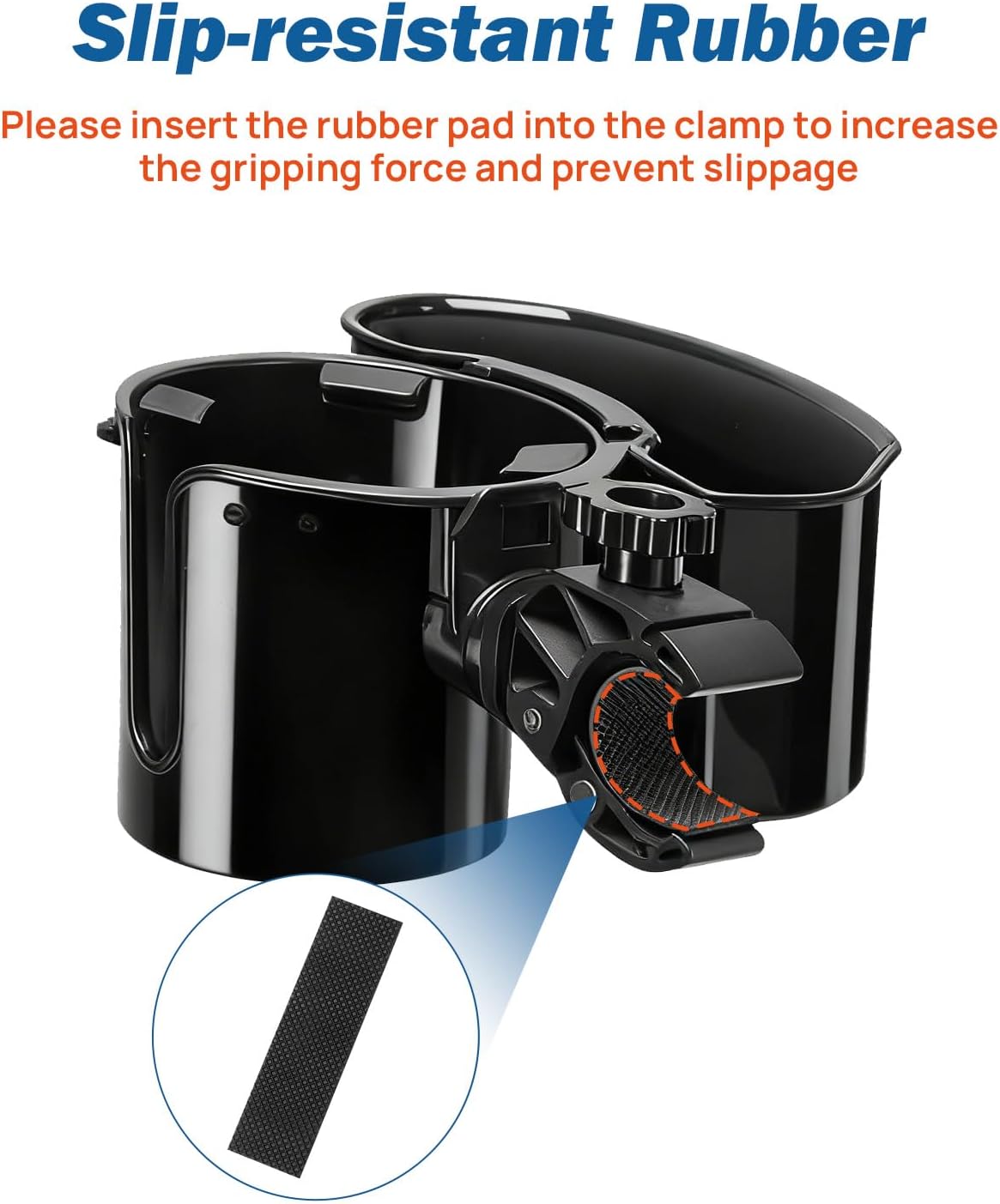 JOYTUTUS Wheelchair Cup Holder, 2-in-1 Walker Cup Holder with 6.4'' Large Storage Box, Drink Holder for Bottle with Handle, Fit for Wheelchair, Walker, Rollator, Stroller, Camper, Golf cart (Large) - Image 7