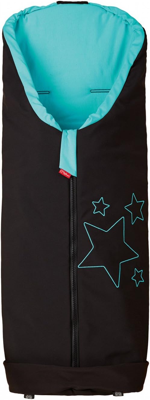 ByBoom - Softshell Footmuff for Spring, Summer and Autumn - Thermal Active for The Stroller and Buggy, Color:Black/Aqua