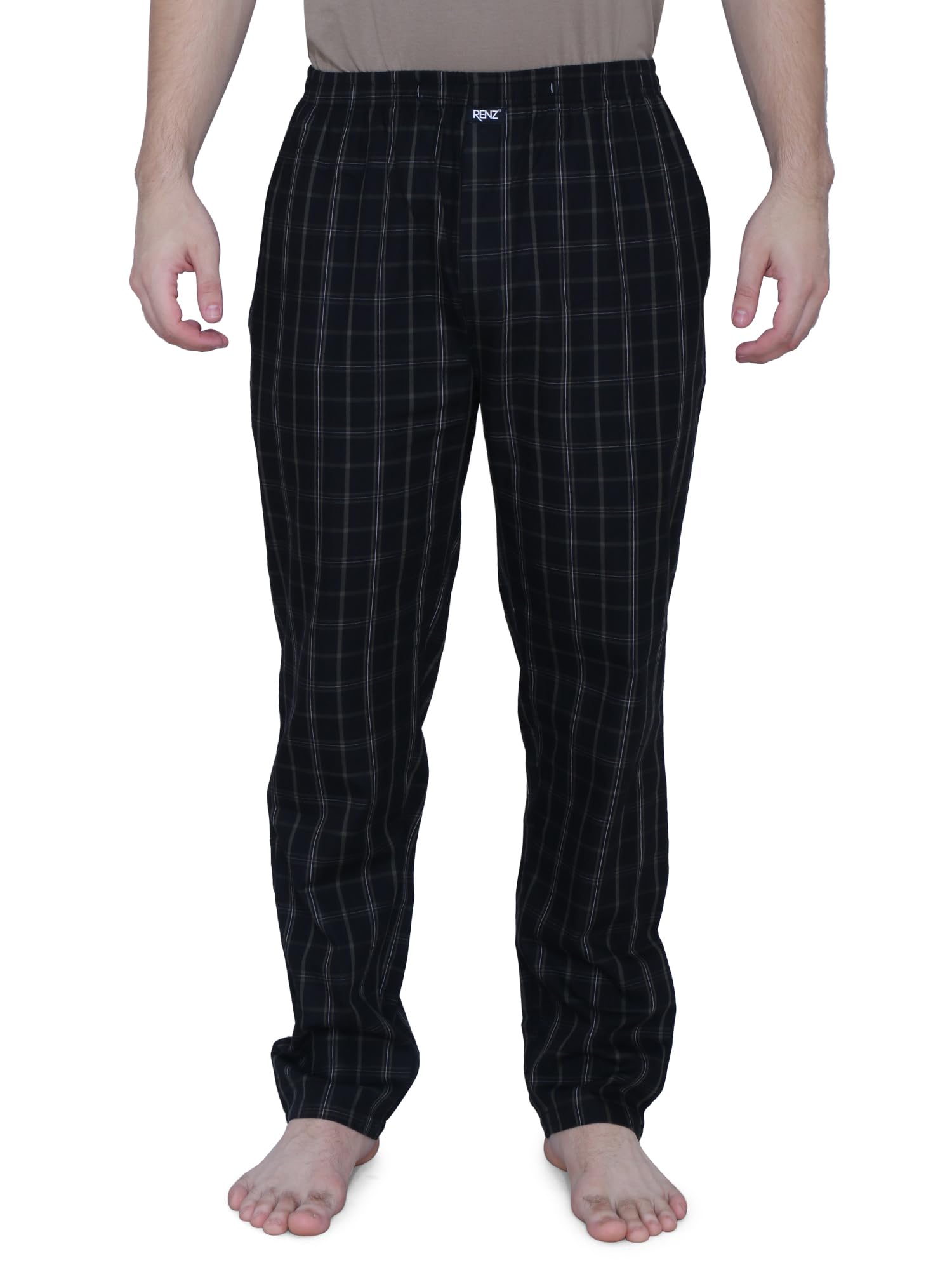 renz 100% Super Combed Cotton Carbon Finish Twill Checks Pajama For Everyday Comfort With Two Side Self Pockets And One Side Zipper.-picture-16