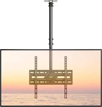 monTEK Ceiling TV Mount for 37-75 inch Flat Screen Displays, Hanging Adjustable Ceiling TV Bracket Fits Most LCD LED OLED 4K TVs, Pole Ceiling Mount Holds up to 110lbs, Max VESA 400x400mm
