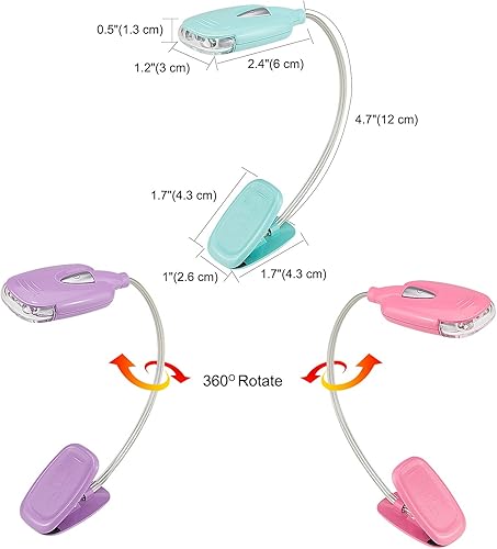 Miniatura 7 de LUXSWAY Luz de libro para leer por la noche en la cama, marcapáginas para niños, clip de cama, luces de libro para niños, lámpara de lectura LED