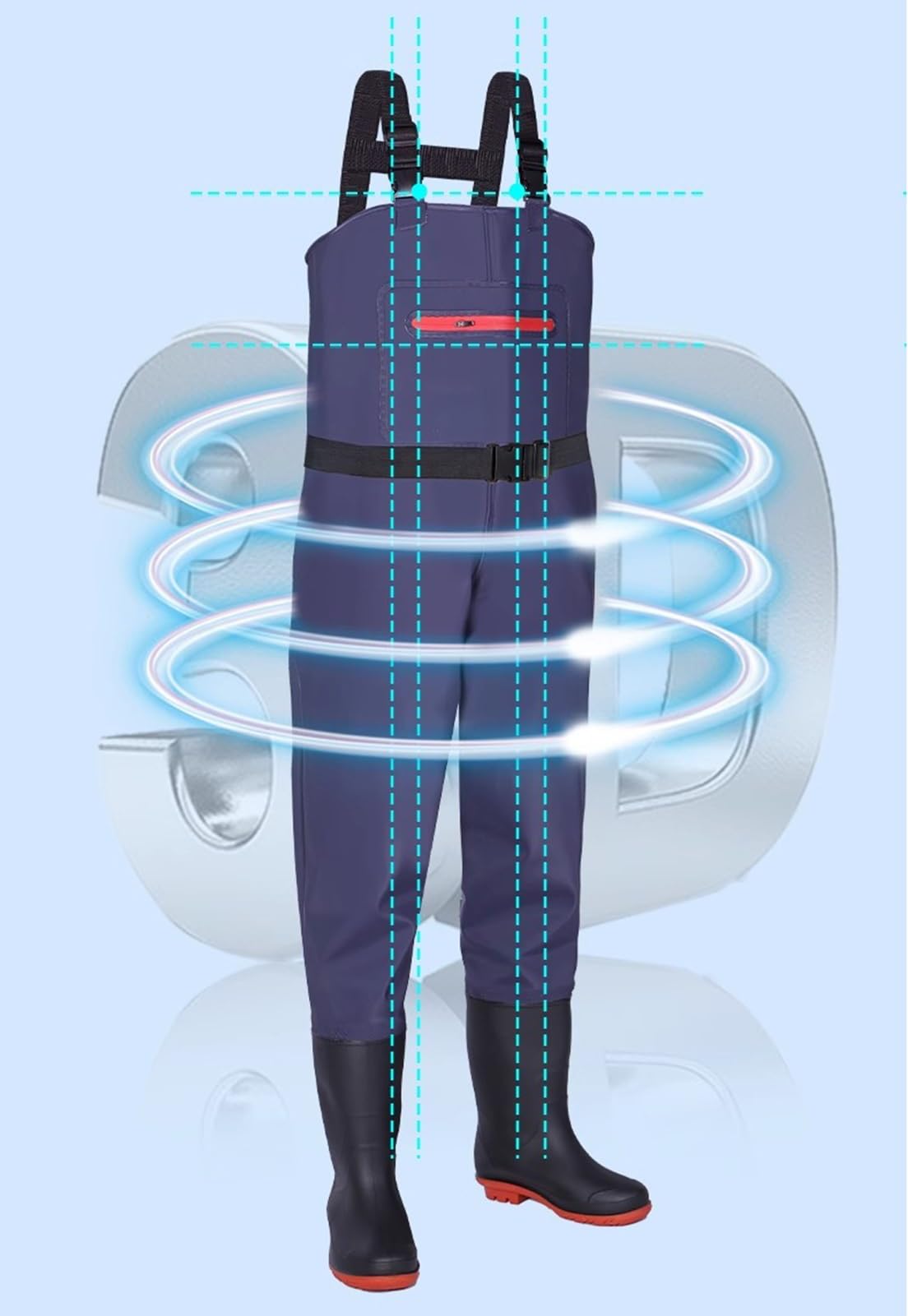 Watstiefel Hüftwaders für Herren, wasserdicht, dicke doppellagige Knieschutz-Angelstiefel