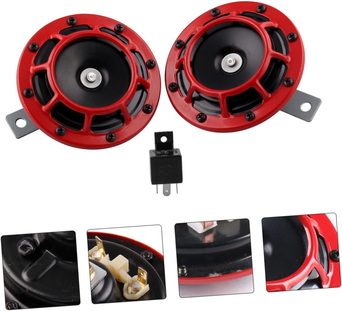 12V Car Horns Set 3PCS High Low Electric Snail Horns with Relay for Motorcycles and Vehicles Loud Trumpet Whistle for-Road and Everyday Use
