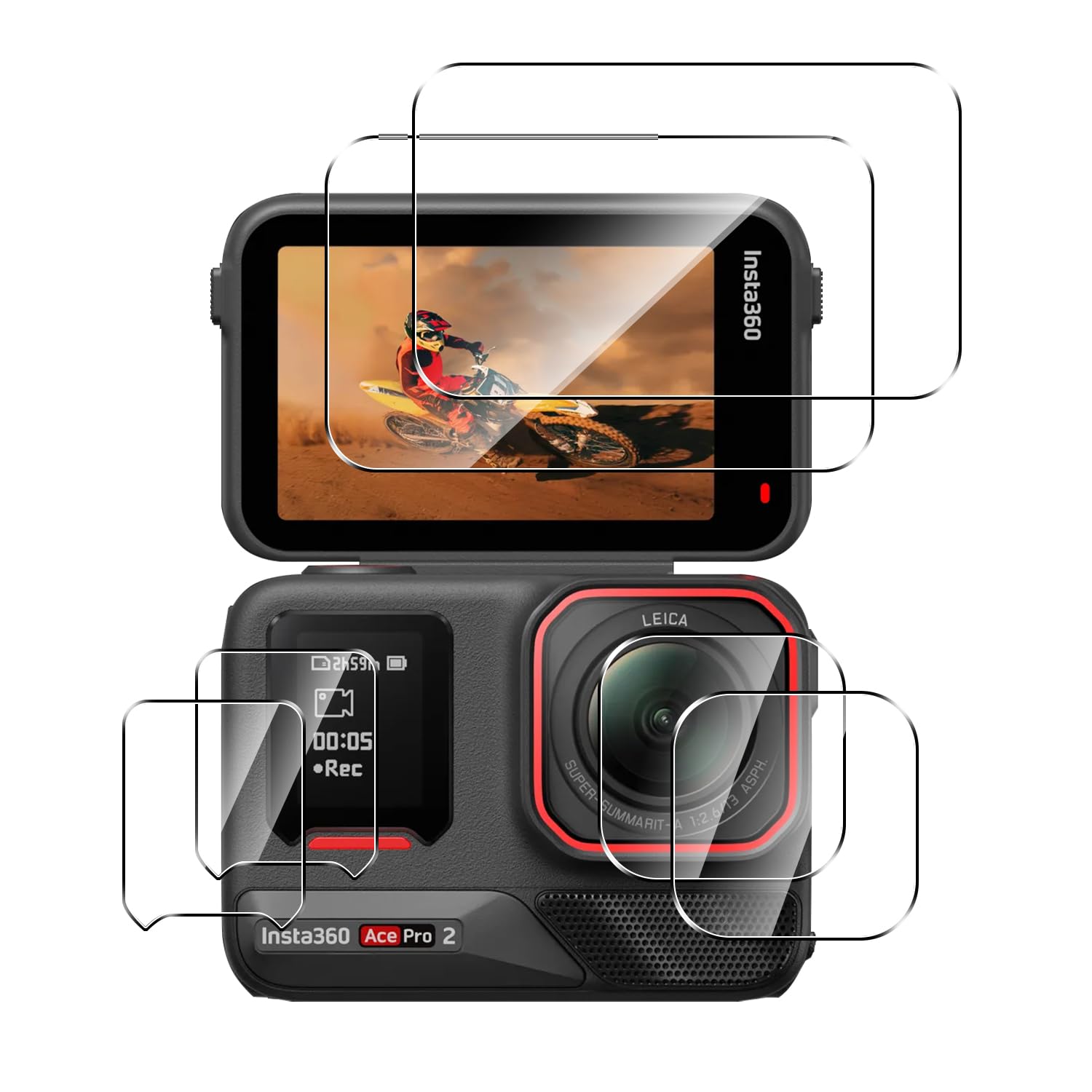 2 sztuki szkła hartowanego do Insta360 Ace Pro 2, bez pęcherzyków, ochrona ekranu do Insta360 Ace Pro 2, HD przezroczyste szkło, łatwy montaż