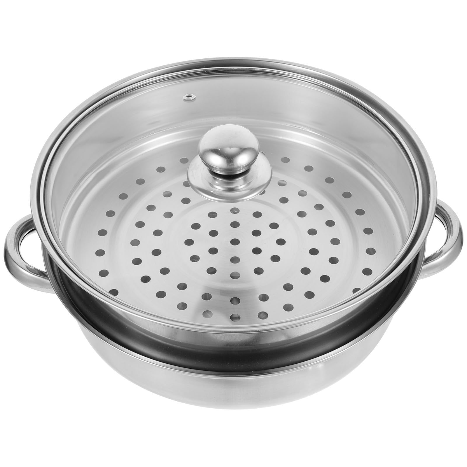 Vaporera de alimentos de doble capa de acero inoxidable, olla de vapor con diseño de asa, para cocinar y calentar alimentos en la cocina