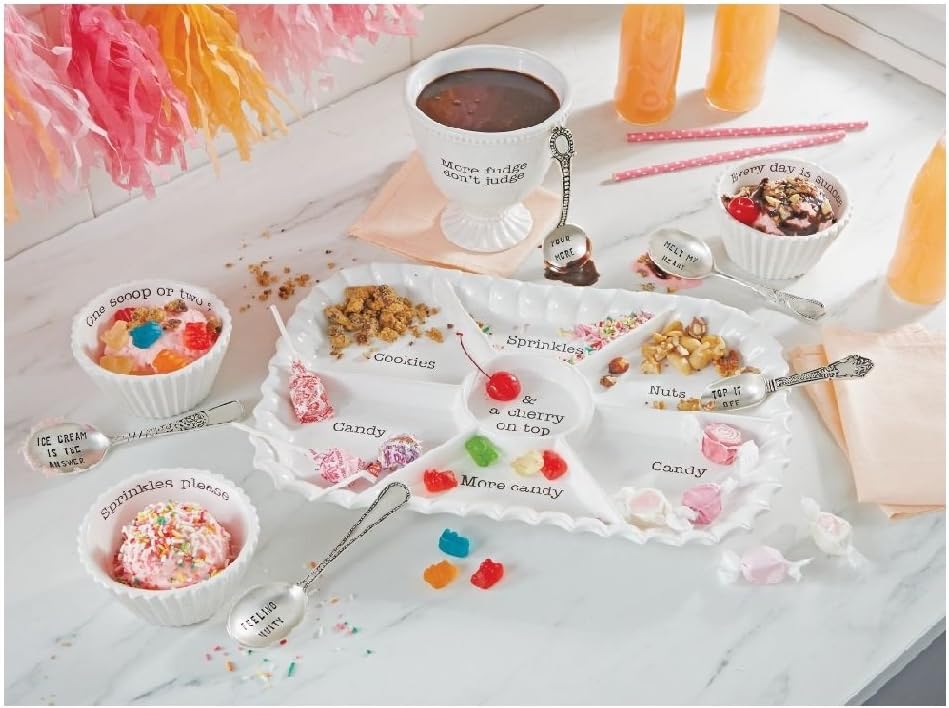 Black Friday - 60% OFF Mud Pie Circa Dining Ice Cream Sundae Bowl & Spoon Set (Every Day)