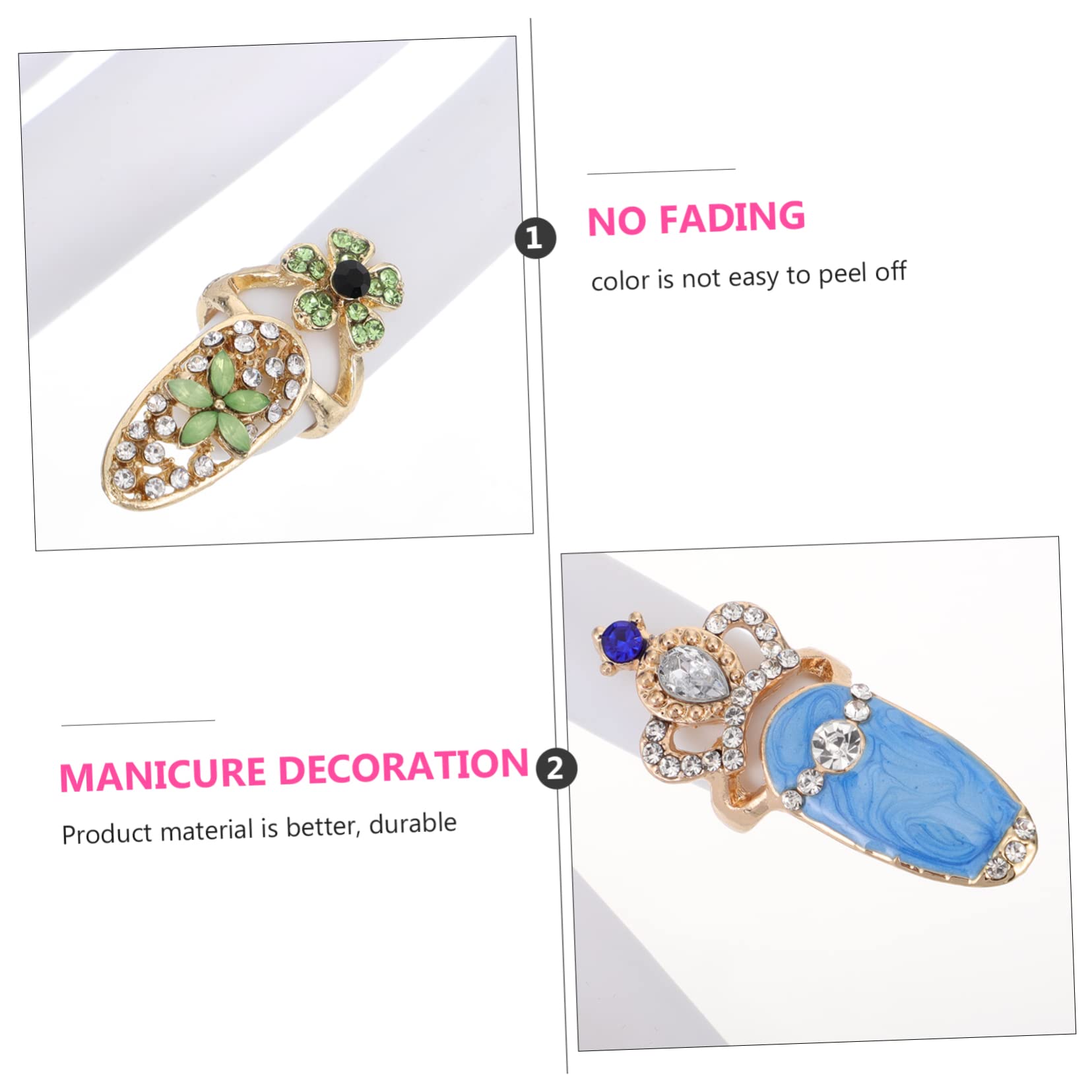 5 Ensembles Ornement De Manucure Decoration Ongle Décoration Ongles Charms Ongles Bagues À Ongles En Charme Accessoires De Mode Accessoires De Manucure Cristal 12 Pièces * 5
