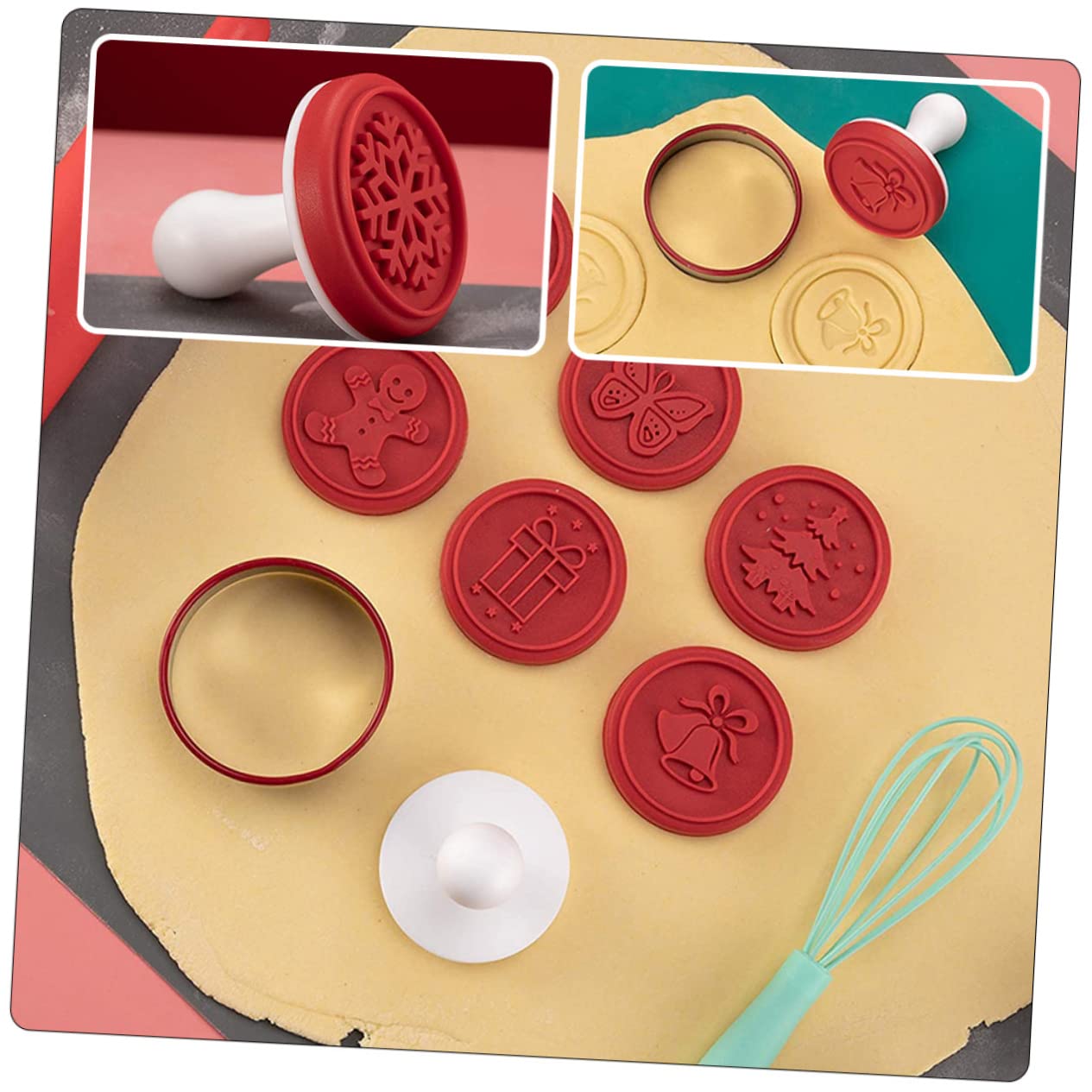 Alipis 3 Ensembles tampon à biscuits cuisine accessoires kit noel fournitures de cuisson de biscuits moule à réutilisable de biscuit moule à décoratif pp rouge