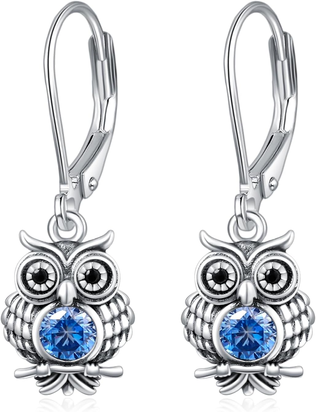 Palpitate Owl Earrings 925 Sterling Silver Owl Leverback Earrings Cute Animal Gifts for Women Her Daughters