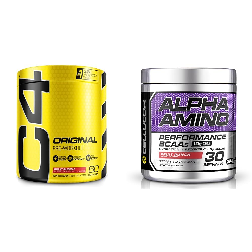 Cellucor C4 Original Pre Workout Powder Fruit Punch - Vitamin C for Immune Support & Alpha Amino EAA & BCAA Powder | Branched Chain Essential Amino Acids + Electrolytes | Fruit Punch | 30 Servings
