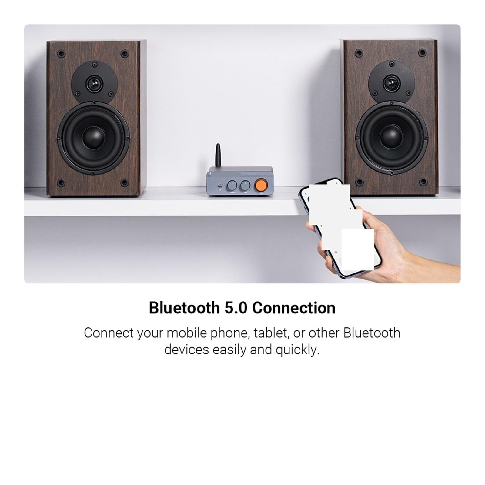 Amplificador de potencia de sonido Bluetooth 300W x2 Mini estéreo HiFi Clase D Amp graves agudos for cine en casa(48v)