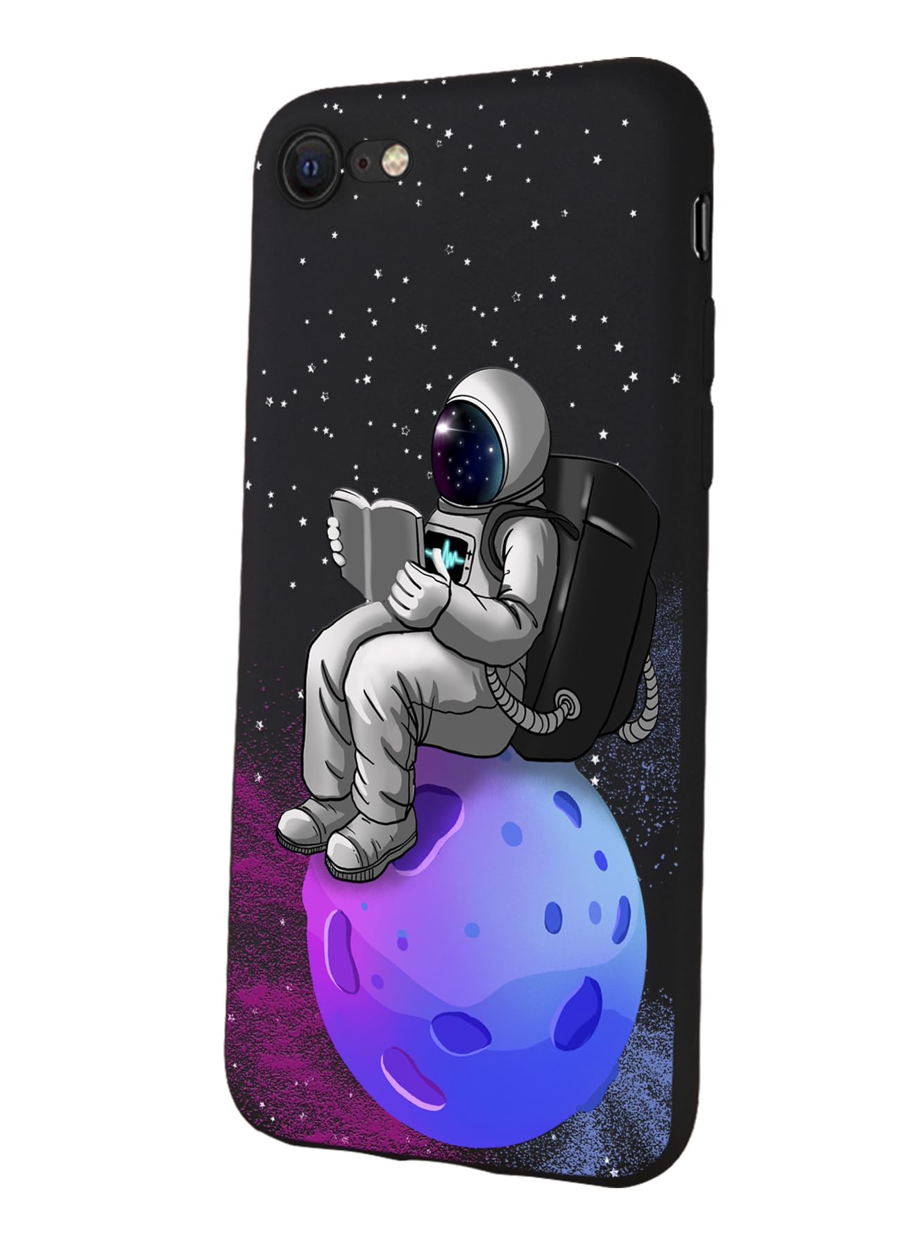 MOBILIUS for iPhone 7/8/SE Case, Shockproof Protective Phone Case Cover for iPhone 7/8/SE, with An astronaut, with a book Pattern