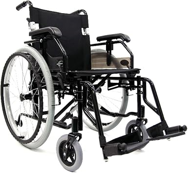Karman Healthcare LT-K5 28 lbs Ultra Lightweight Wheelchair with Removable Footrest and Flip-Back Armrest in Black, 18" x 17" Seat