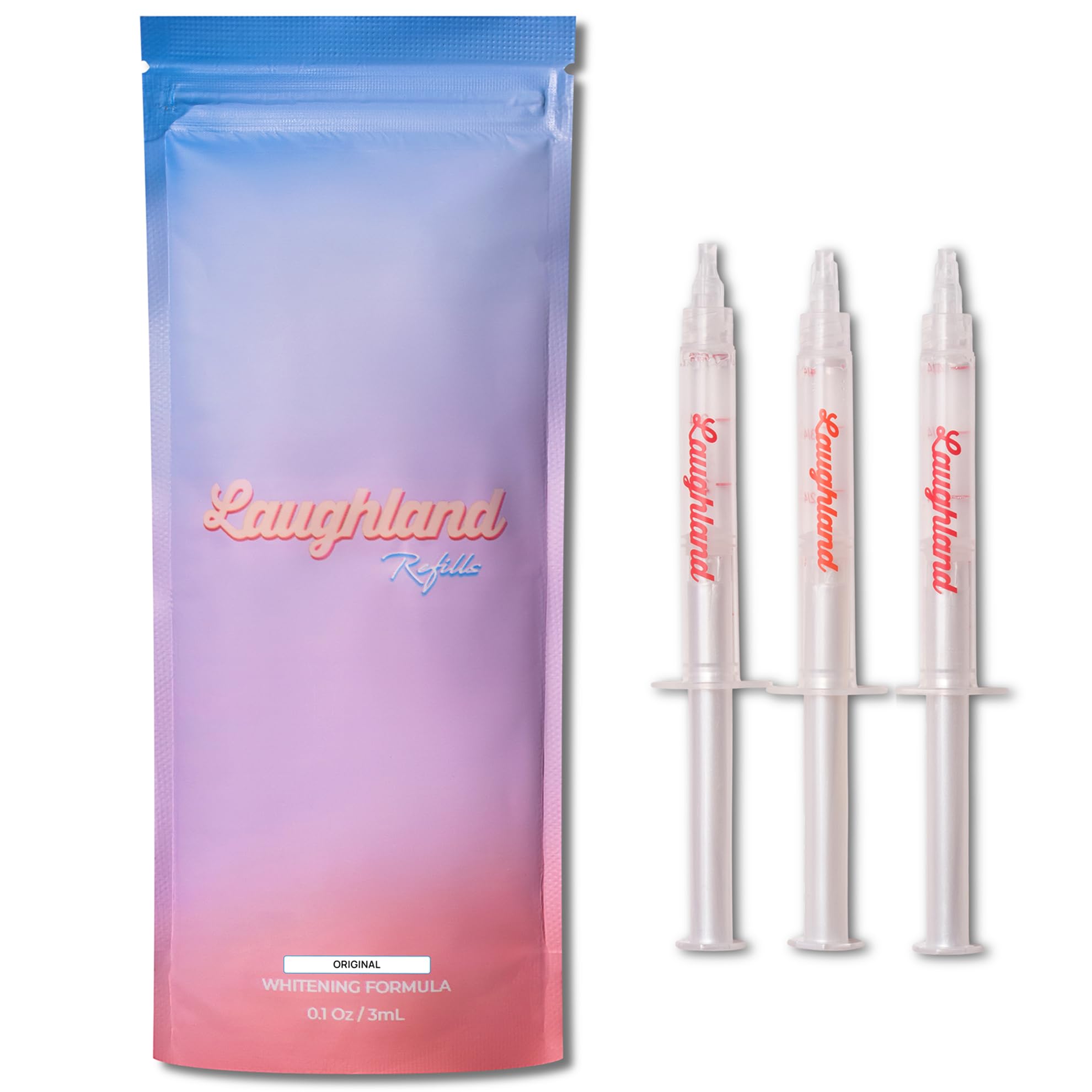Laughland Original Teeth Whitening Gel 3 Pack, Tooth Whitener, Made with 8% Hydrogen Peroxide, Glycerin, Aloe Vera & Mint, At Home Dental Care, Travel