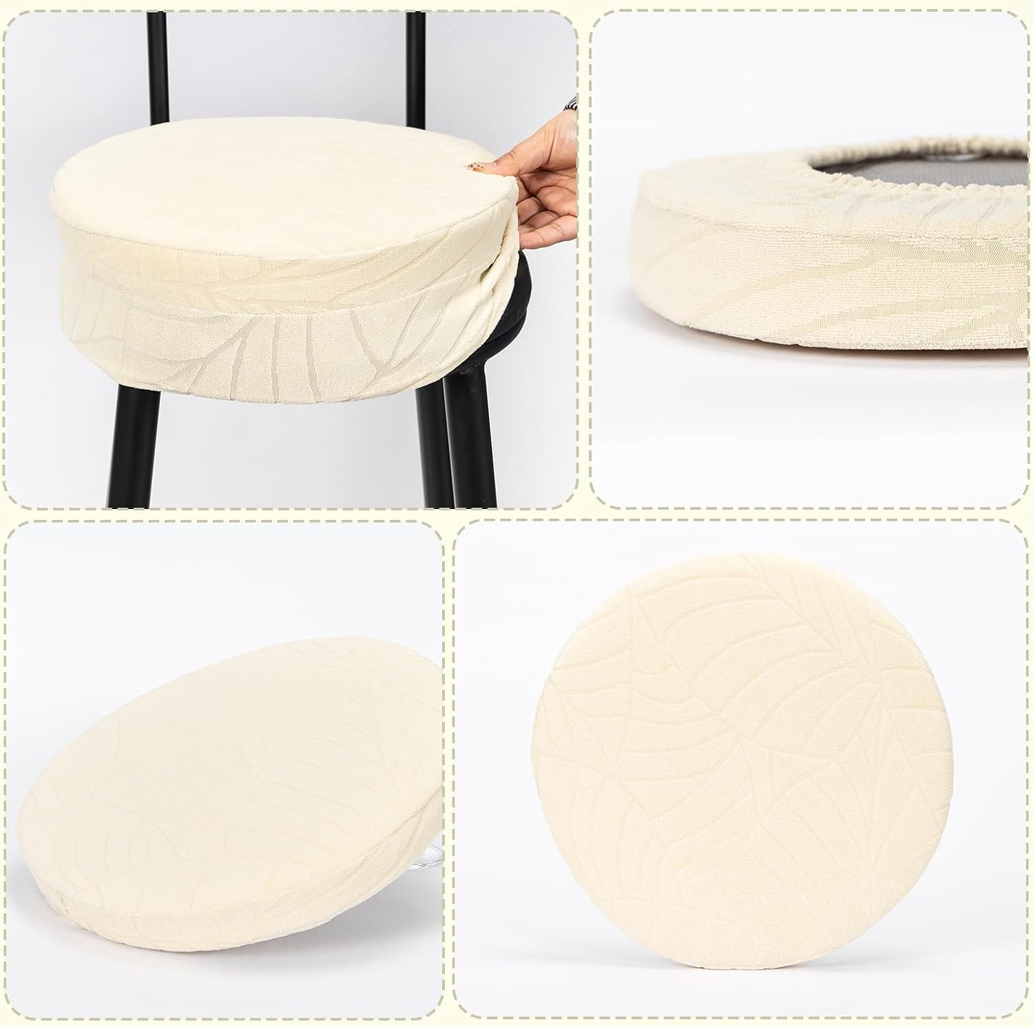 KRFOONN Waterproof Bar Stool Cushion Round Foam Padded Seat Cushions, Beige image 5