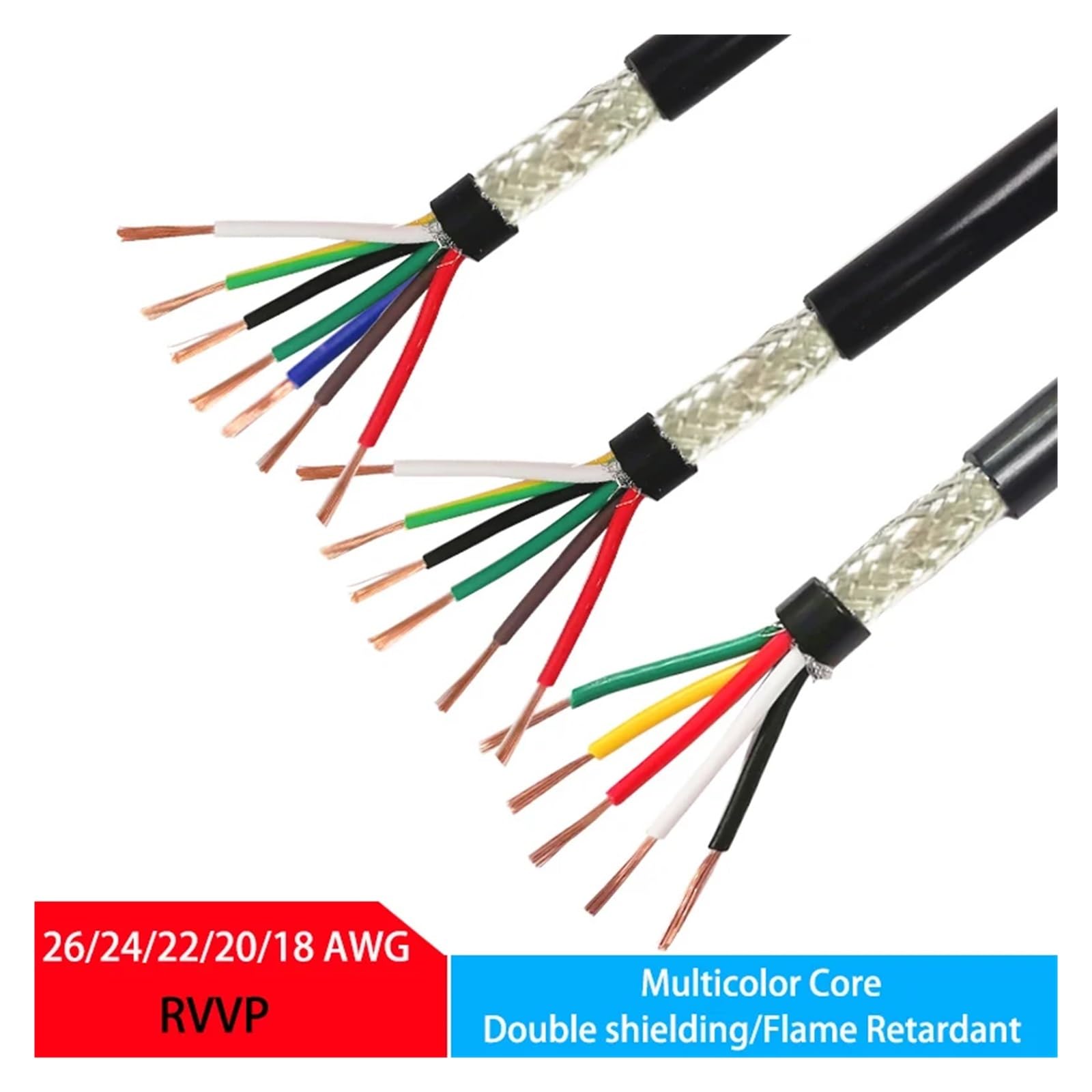 Cavo schermato for segnale schermato Cavo schermato 5M 2-8 core 18-26 Segnale di controllo in rame PVC nero(5cores 5Meters,18 AWG 0.75mm2)