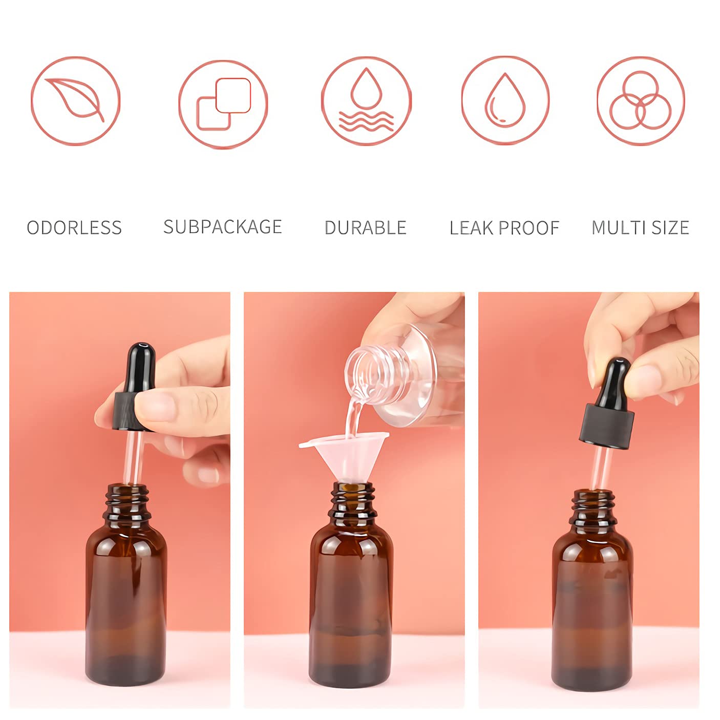 12 Pezzi Marrone Bottiglie Contagocce Vetro 15 ml, con Pipette Contagocce Vetro, per Laboratorio,Olio Essenziale, Aromaterapia, + 1 imbuti