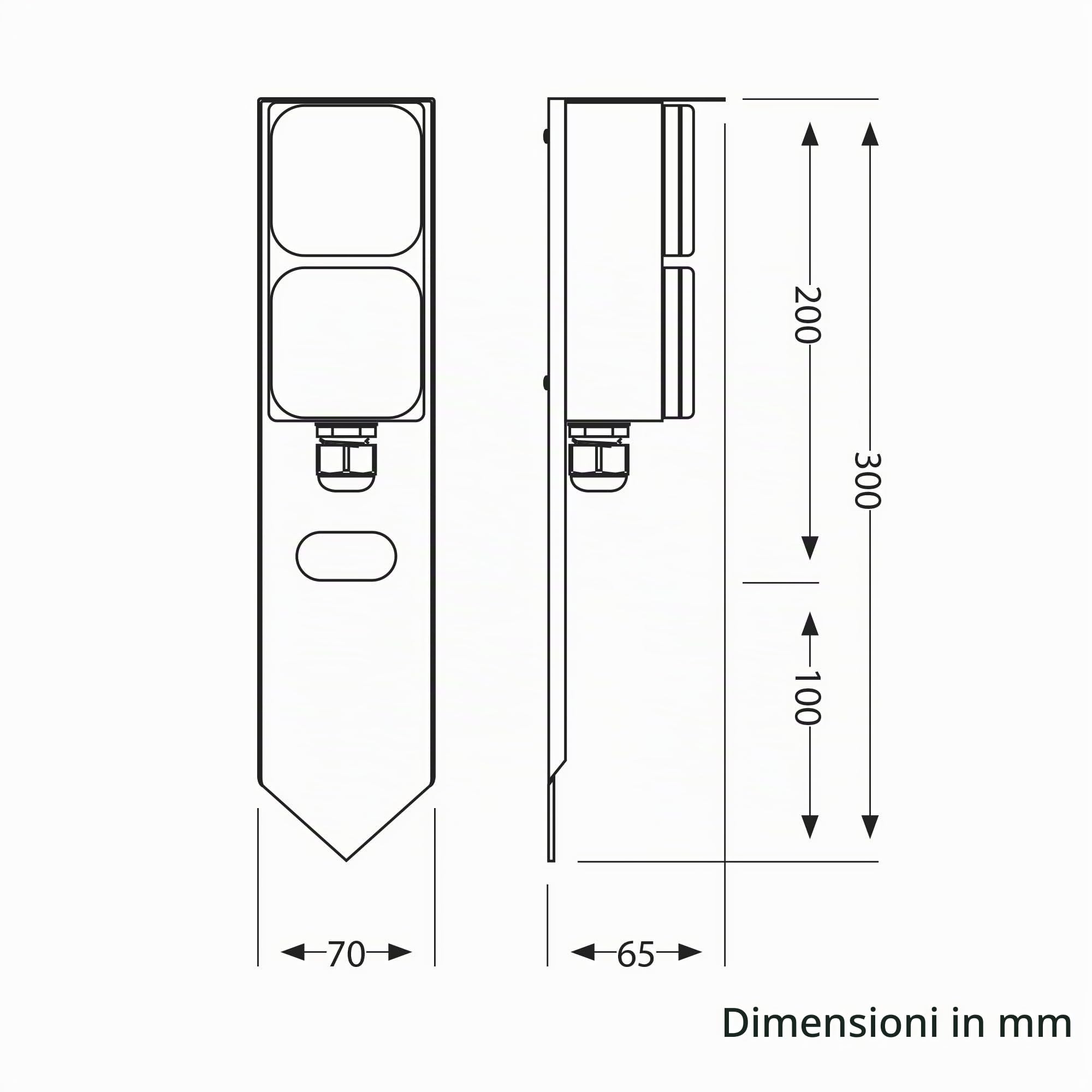 ledscom.de Colonnina con 3 prese da giardino PIWI con picchetto da terra per esterni, IP44, a 2 prese, acciaio inossidabile, antracite, squadrata, 30 cm