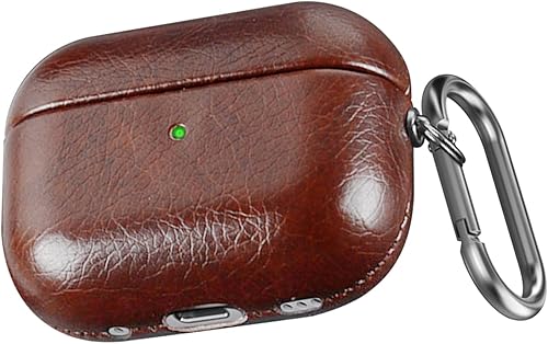 BEWZI - Funda de cuero para AirPods Pro de 2 generación, compatible con AirPods Pro 2, marrón oscuro, uso diario, deportes, viajes
