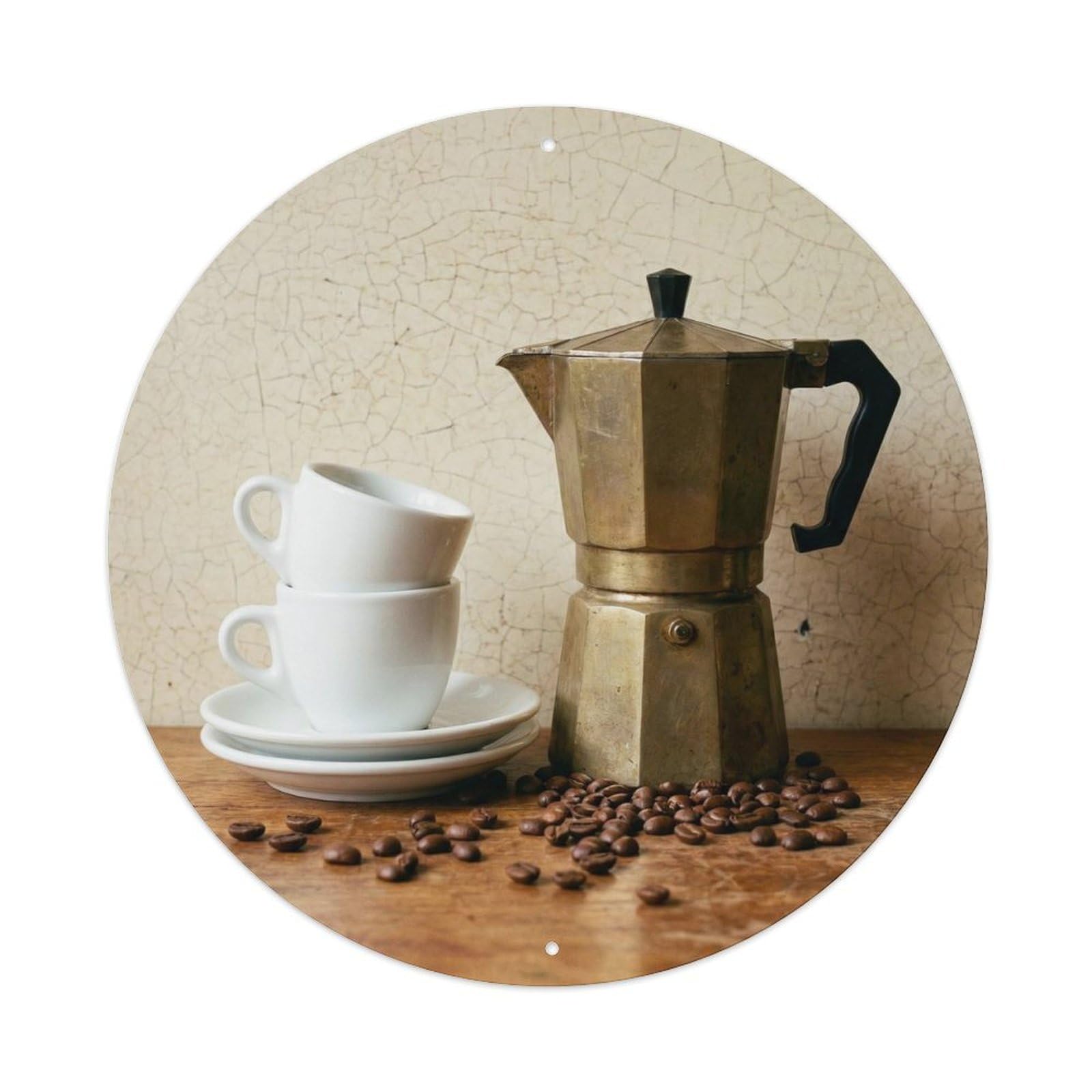 Minimalist Espresso Counter Coffee Shop Roasted Beans Metal Tin Sign Plaque Wall Decor for Cafe, Man Cave, Club Bar, Office, Home Garden Round Metal Poster 8x8Inch