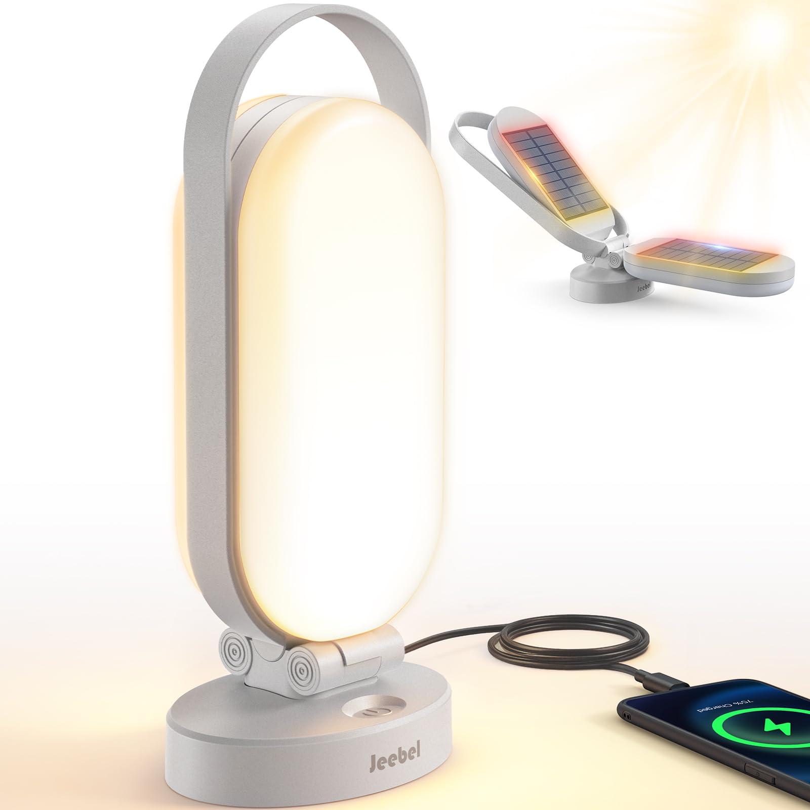 Jeebel LED Campinglampe Solar, Faltbare Camping Laterne, Notstrombank, Campingleuchte, Aufladbar Licht Outdoor, Notstrom Ladegerät Zeltlampe für Outdoor Camping, Stromausfälle, Wandern, Notfall