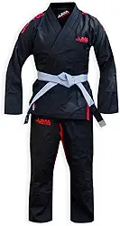 JJMA Brazilian Jiu Jitsu Gi – trama pérola ultraleve – lavável na máquina – preto e branco BJJ Gi com cinto branco grátis