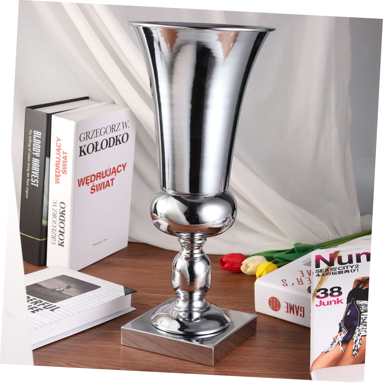 Alipis Jarrón Decorativo de Hierro y Metal Plata para Centros de Mesa Boda Diseño Elegante y Capacidad para Colocarse en Mesa o Suelo en Decoración de Bodas
