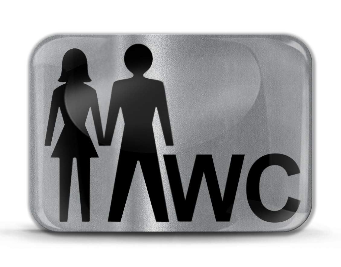 Biomar Labs ® 1 X 3D Flexible Autocollant Argenté WC Porte Homme Femme