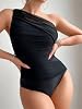 مايوه سباحة من قطعة واحدة بتصميم عصري مكشكش بأكتاف غير متساوية للنساء من شي ان