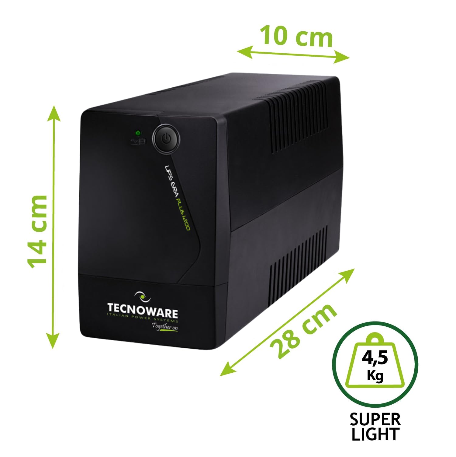Tecnoware Power Systems UPS 1200VA per PC/Modem, NO Gaming NO Console, Gruppo di Continuità ERA PLUS, 4 IEC, Software, Protezione Blackout e Sbalzi per PC/Modem, Videosorveglianza, Cassa, NAS, POS