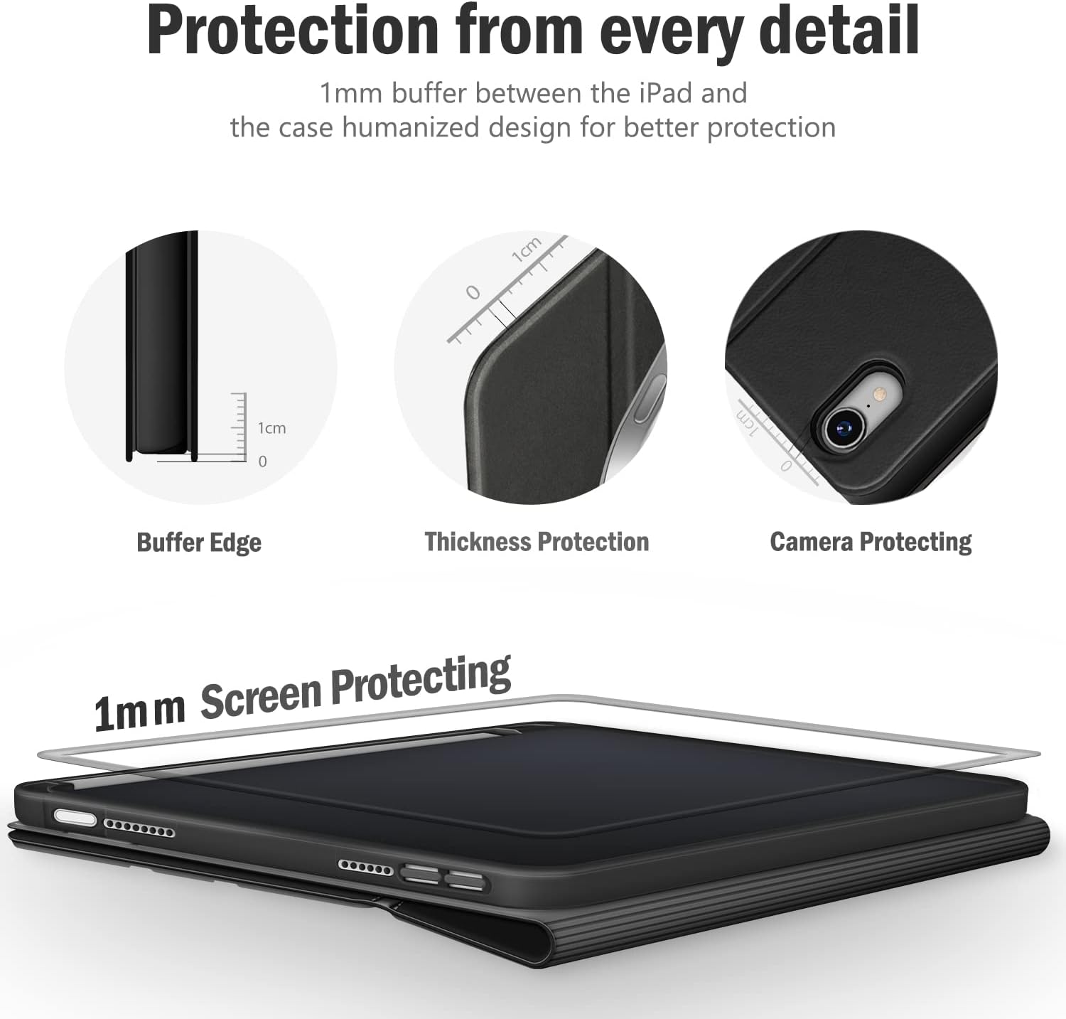 Antbox Case for iPad mini 7 A17 Pro, iPad mini 7th/6th Generation Case (2024/2021) with Pencil Holder Vegan Leather Smart Cover with Auto Sleep/Wake Stand Function