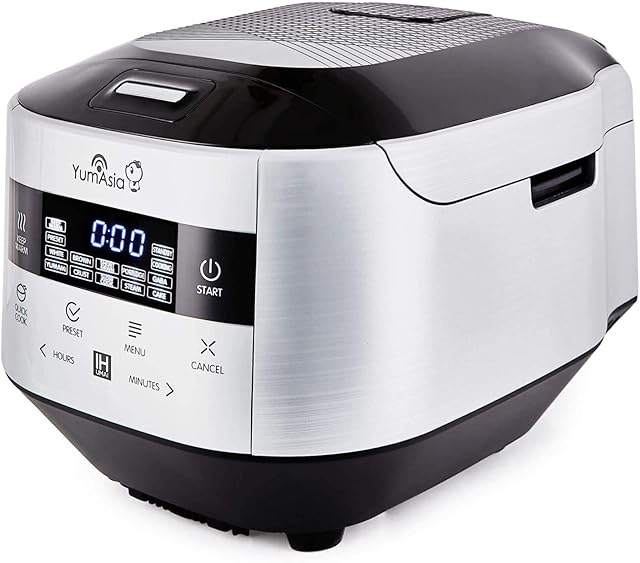 Yum Asia Bamboo Rice Cooker with Induction Heating (IH) and Ceramic Bowl (YUM-IH15) 7 Rice Cooking Functions, 4 Multicooker Functions, Motouch LED Display (1.5 Litre) 220-240V UK (Silver and Black)