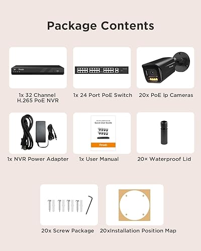 Miniatura 8 de Sistema de cámara de seguridad de 32 canales, 20 cámaras IP PoE de 5 MP, visión nocturna a color inteligente, conversación de audio de 2 vías,